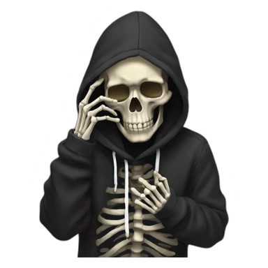skeleton in black hoodie get facepalm (only face with hand) sticker