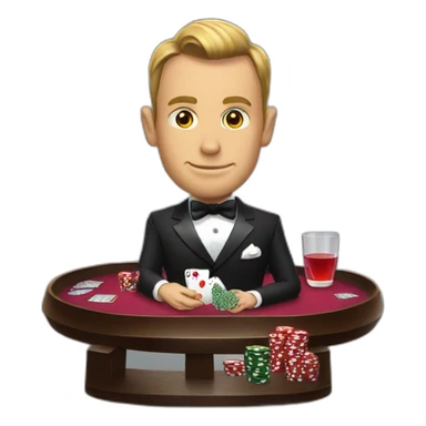 James Bond playing poker sticker