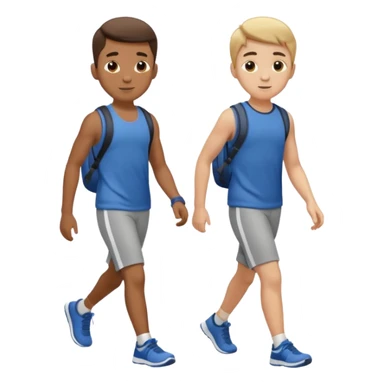 two boys walking, wearing gym clothes, full body sticker