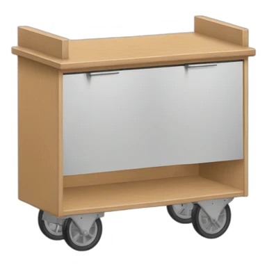 plywood portable counter on wheels sticker
