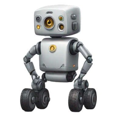 a robot with wheels for legs and a backpack on his back.  sticker