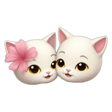 Cute cats hugging with flowers sticker