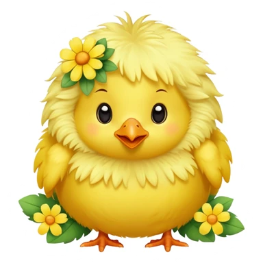 Little cute chick with flowers  sticker