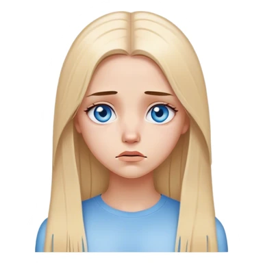 beautiful white girl with long straight blonde hair blue eyes sad angry upset hurt mad sticker