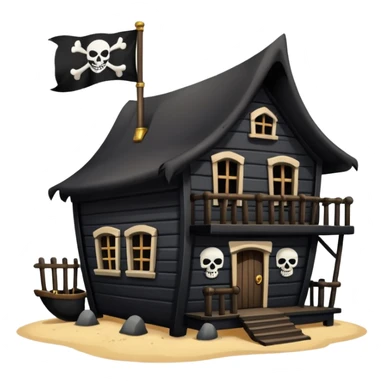 old pirate's house with skull flag sticker