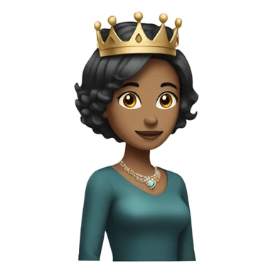 medium dark tone female with a bob haircut (black hair) wearing a queen's crown sticker