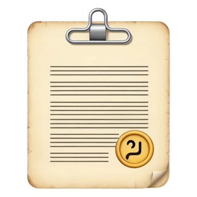 Paper document with a paragraph written, a signature at the bottom and a paper clip on top sticker