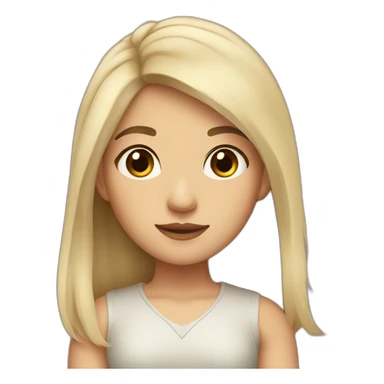 A girl with medium length hair and dark hair and dark brown eyes and beige skin and a bit chubby sticker