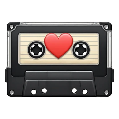 emo cassette tape with a heart label sticker