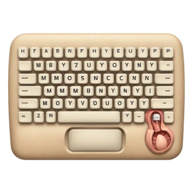 Computer keyboard missing keys, one spot replaced with exposed muscle. sticker