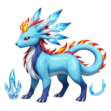 Suicune-Aurorus-Salandit-Glaceon-Meganium-fusion (full body) sticker