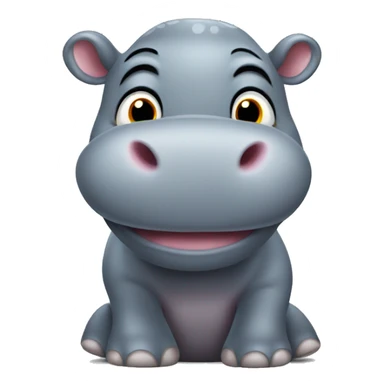 Cute grey hippo sticker
