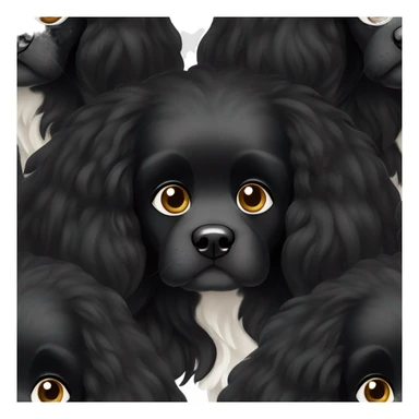 Small completely black king spaniel with black fur on his whole face and white fur on chest sticker