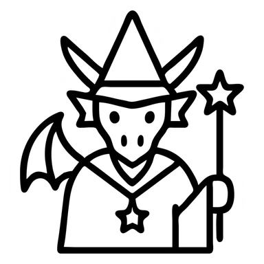 dragon wizard, outlined icon style sticker