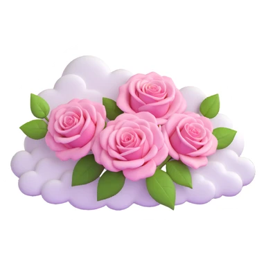 A polaroid picture with pink roses and a pink sky with stars and clouds sticker