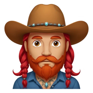 mustached cowboys with tattoos on face and bead and long red hairs sticker