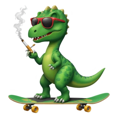 Dinosaur on a skate board smoking and wearing sunglasses sticker