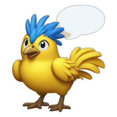 Chocobo with speech bubble that says "Kweh!" sticker