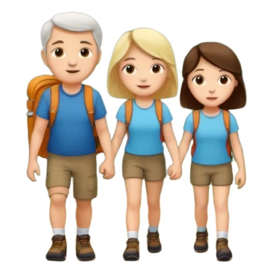 Vytvoř mi holčičku na výletě v lese s maminkou a tatínkem. sticker