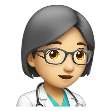 medical student asian girl listening a song sticker