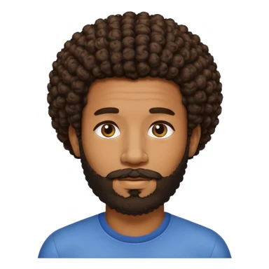 Medium brown skin man with beard and a curly small Afro fade sticker