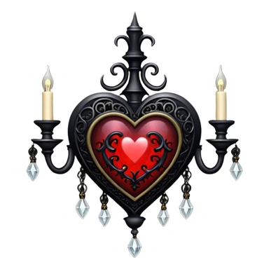 realistic gothic heart with a gothic chandelier sticker