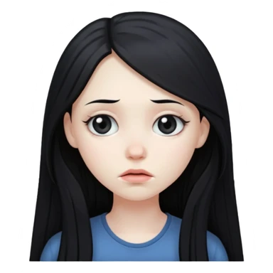 Pale girl with long black hair sad sticker