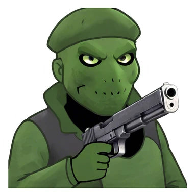 Robber with gun sticker
