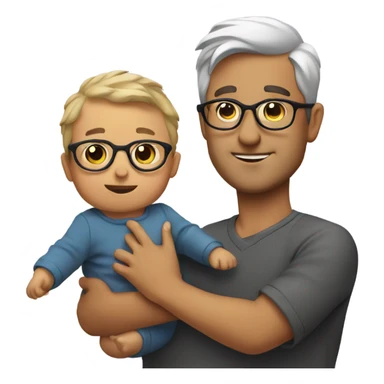 dad with baby and glasses sticker