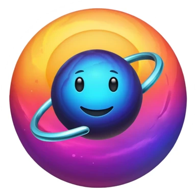 gradient planet planet with ring, glowing sticker