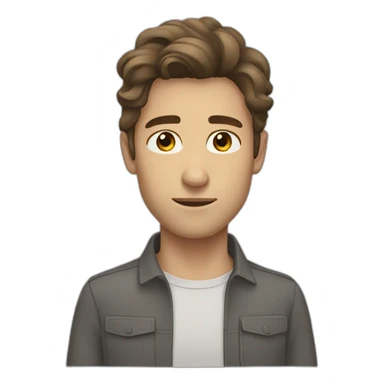 man long brown hair clean face grey eyes sticker