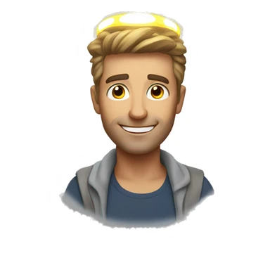 Australian dad with ring of light or halo on top of his head sticker