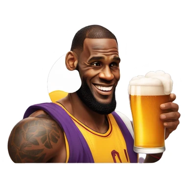 Lebron james avec un soleil dans la main et une biere dans l autre sticker