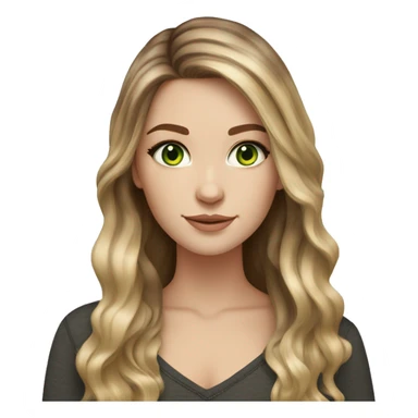 White girl green eyes with long brown hair with blonde highlights balayage  sticker