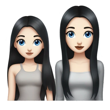 a girl with fair skin, straight long black hair, blue eyes, standing, very beautiful, very hot,Korean Russian,plump lips and eyelashes sticker