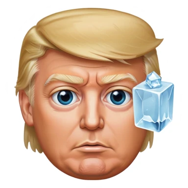 Donald Trump with an ice pic in his eye sticker