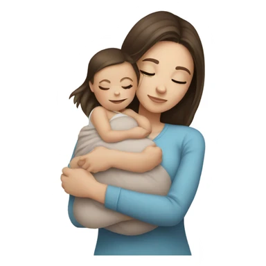 White brunette girl cuddling with baby sticker