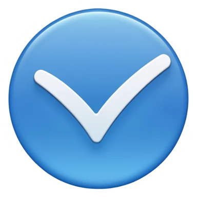 Blue circle with irregularities on it on it is boundaries and it should have a white tick no face sticker