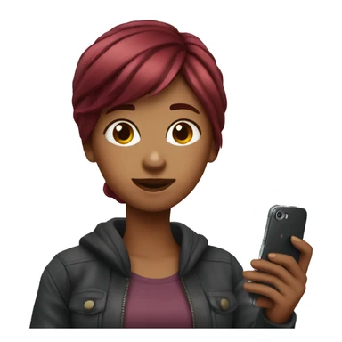 Burgundy haired Girl taking selfie with her phone sticker