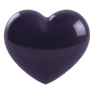 black PVC love heart, very shiny, reflective, 3D look, smooth surface sticker