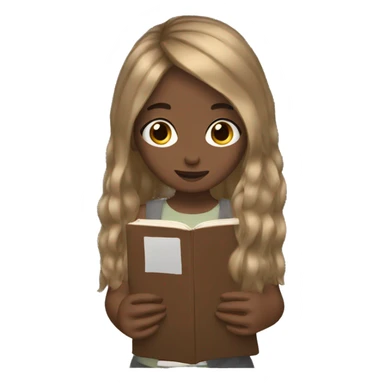 Girl hair brown reading sticker