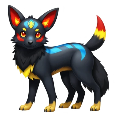 Shiny Exotic Excessive Mysterious Umbreon-Houndour-Poochyena-Pokémon-Fakémon-hybrid-creature (full body) sticker