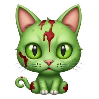 a super cute zombie green cat, look sad but not danger sticker