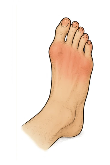 Piede con rossore focus sotto la pianta sulle punte dei piedi sticker