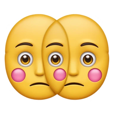 two emojis not happy stuck together no pink cheeks sticker