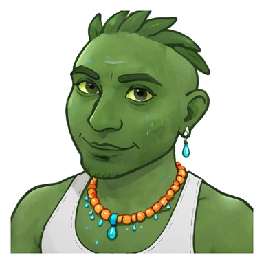 black man with water on face sticker