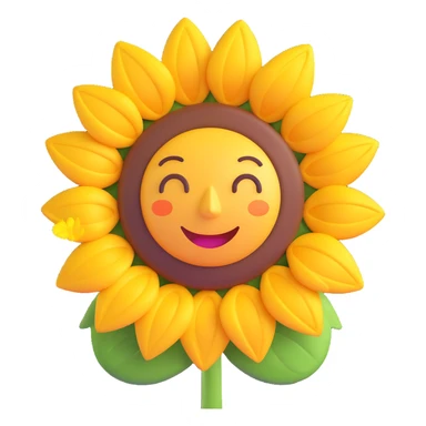 sunflower with bold petals, vibrant and textured, 3D emoji style sticker