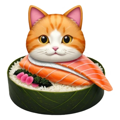 cat dressed as a piece of sushi sticker