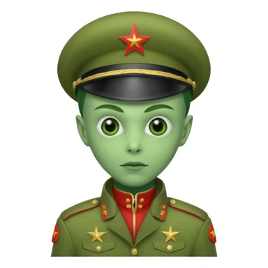 alien, wearing cccp soldier custome, half body sticker
