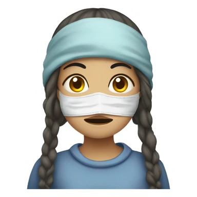 A sick girl have mask  sticker